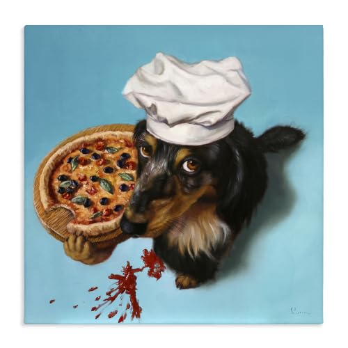 Stupell Industries 'Dog Chef Pizza Bite Portrait'| Canvas Art