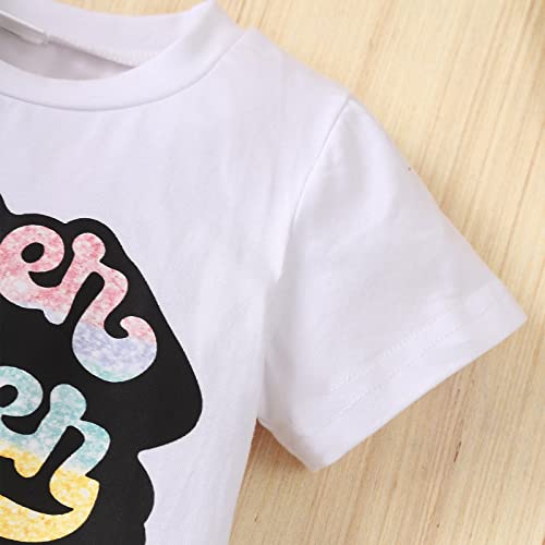 Lykmera Camiseta de manga curta para meninas com estampa de borlas camisetas de sino calças infantis