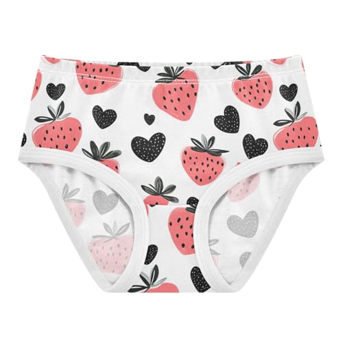 Wusikd Cute Strawberry Girls' Underwear Cotton Black Hearts Girls Briefs Soft Toddler Underwear 2T