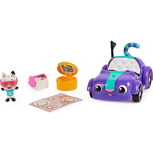 Gabby et la Maison Magique - Gabby Dollhouse - Véhicule Chabriolette - Voiture Avec 1 Figurine Et 2 Accessoires - Dessin Animé Jouet Maison De Poupée - Jouet Enfant 3 Ans Et +