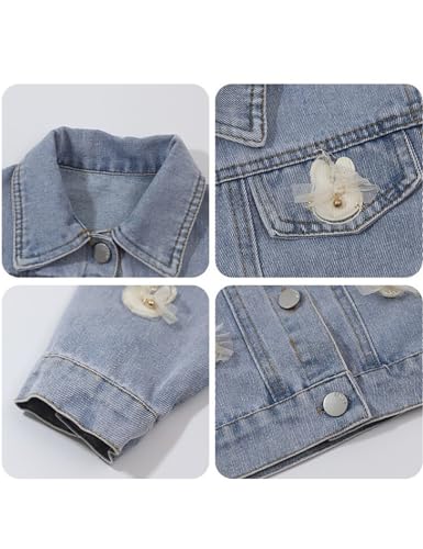 2-8Years Girl Ripped Denim Jacket Classic Jeans Jacket Casual Kids Outerwear Toddler Long Sleeve Loose Jacket Cute3