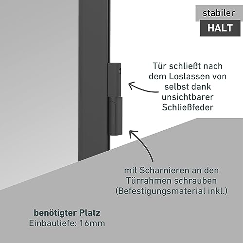 Windhager Insektenschutz Tür, 100 x 210 cm, anthrazit, Spannrahmen-Tür Expert Fliegengitter Alurahmen für Türen, 04532