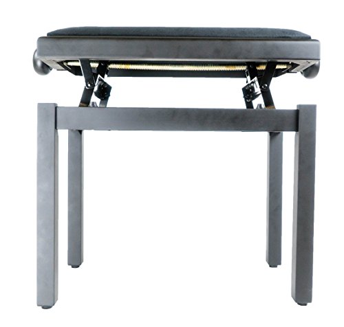 Gearlux Adjustable Piano Bench with Smooth Velvet Top - Black Matte - Thumbnail 5