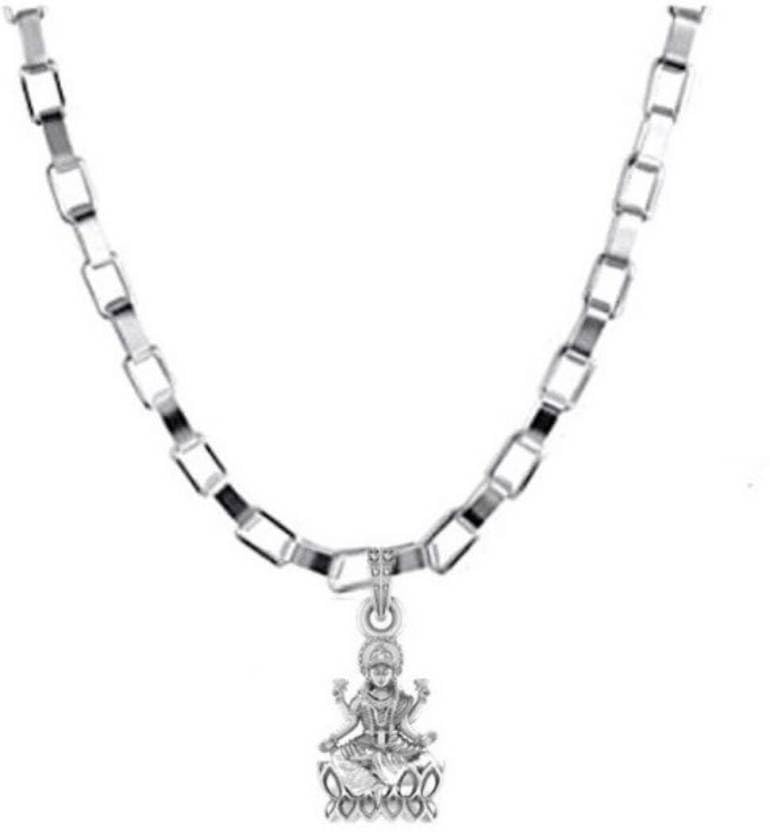Pendentif déesse Laxmi Ji en argent sterling 925 avec sa chaîne vénitienne fine