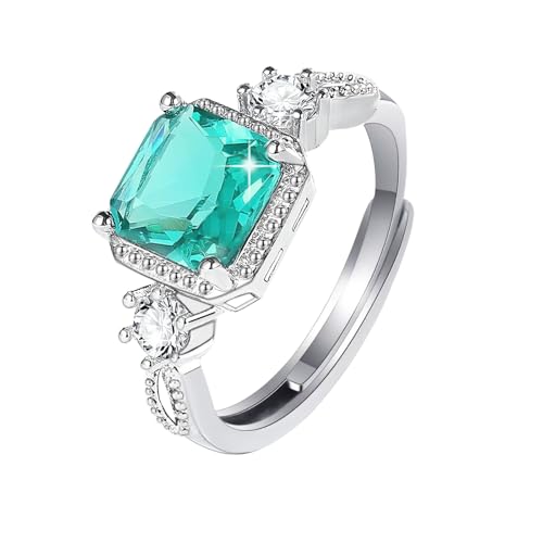 Engagement Ring, Promise Eternity Ring for Women, Radiant Cut Cubic Zirconia CZ Wedding Promise Rings,Jewelry Gift,Friendship Promise Fashion Jewelry Valentine Gifts for Women