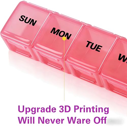 Image of BUG HULL Weekly Pill Organizer Large 2 Packs, Extra Large Travel Pill Organizers, Pill Box 7 Day, Travel Pill Case, Medicine Pill Organizer for Vitamins, Supplements and Medications (White+Pink)