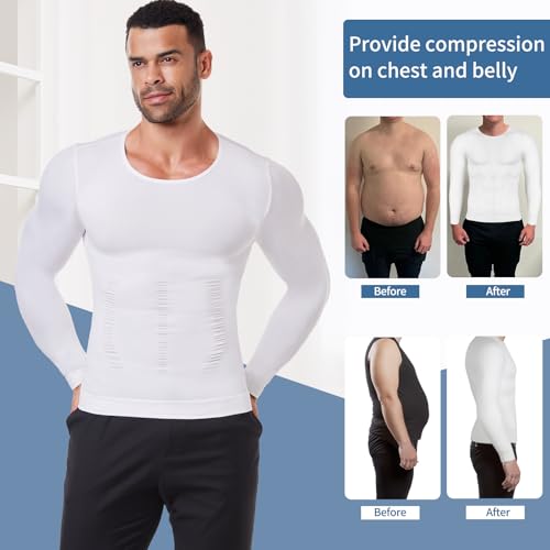 MISS MOLY Gynecomastia Compression Shirts for Men Long Sleeve Slimming Body Shaper Tummy Control Shapewear Undershirt3