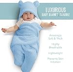 BlueMello Baby Swaddle Blanket | Ultra-Soft Plush Essential for Infants 0-6 Months | Receiving Swaddling Wrap Blue | Ideal Newborn Registry and Toddler Boy Accessories | Perfect Baby Girl Shower Gift