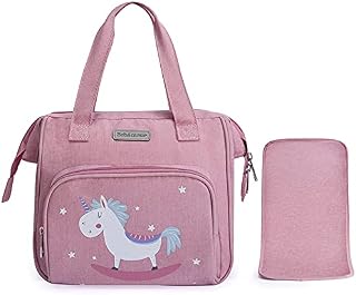 Bebamour Unicorn Baby Doll Changing Bag with Doll Changing Pad Carry Baby Doll Accessories Fashion Kids Bag for Baby Girl
