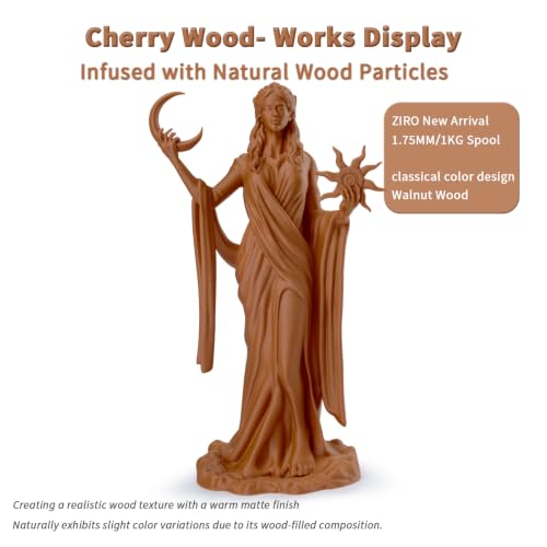 Image of ZIRO 1.75mm PLA Filament, Contain Real Wood Flour, 2.2lbs Cherry Wood | Fit for Most FDM 3D Printer, 1.75mm 1KG Spool, Dimensional Accuracy + /-0.03mm, Colorful PLA FilamenT