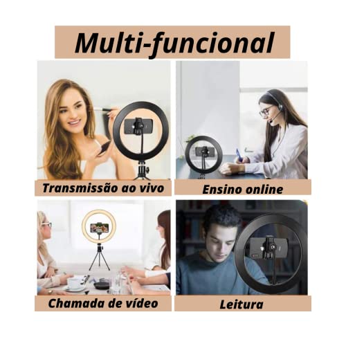 Ring Light Iluminador 3 Cores 16cm Com Tripé 6p C Controle MIURI