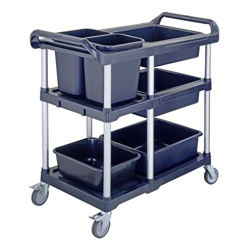 BPT Carro de servicio con ruedas Restaurante Carro de limpieza, carro de limpieza para vajillas y residuos de alimentos (modelo 1)