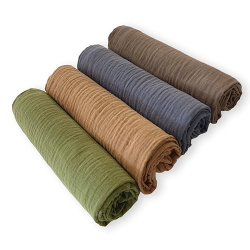 Image of SwaddleDesigns Cotton Muslin Swaddle Blankets for Babies, Set of 4, Neutral Receiving Blankets for Newborn, Baby Registry & Gift, 46x46 inches, Wilderness