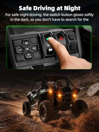 Image of UTV Turn Signal Kit, Pre-Wired, Plug and Play Universal Street Legal UTV Blinker Kits with Rocker Switch, Hazard Light, 110dB Horn, Compatible with Polaris, Can-Am - 8Pods Amber Lights