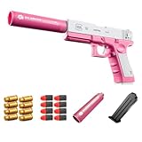 Spielzeugpistole, Schaumstoff-Spielzeugpistole, Spielzeug-Softbullet-Werfer, mit Magazin und Softbullets sowie Hülsen, Geburtstagsgeschenk für Jungen (Pink and White)