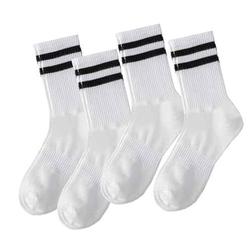 Image of Deeorla Womens Striped Crew Socks Brown Vintage Retro Athletic Socks 5 Pairs