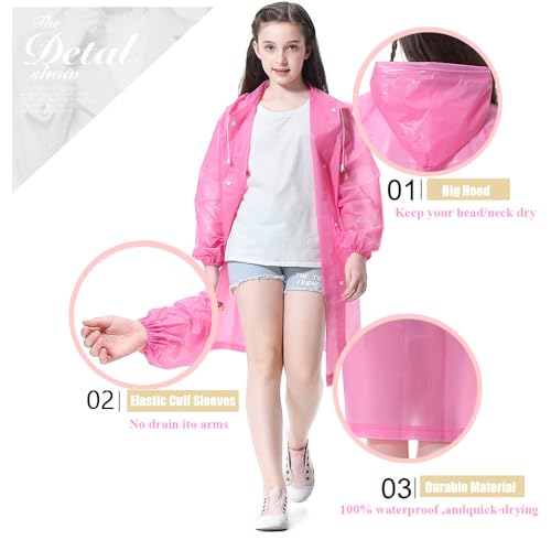 YDYJKI Kids Rain Ponchos (2 Pack),Reusable EVA Children Raincoat for 6-13 Girls Boys,Rain Coat Disney Jackets4