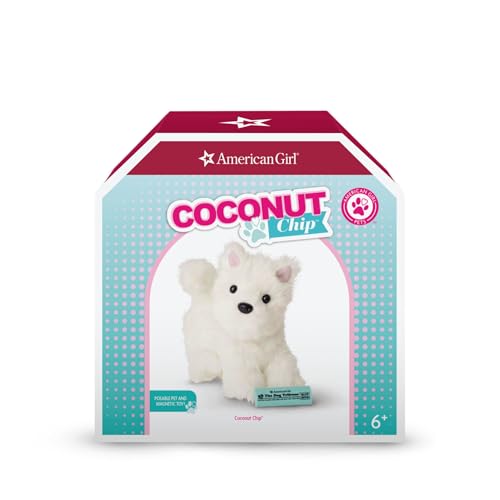 American Girl Coconut Chip White Dog for 18-inch Dolls plus Pet Accessories