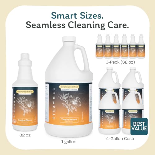 Image of Steam & Go Demineralized Water for Steam Cleaners, Tropical Bloom, 4 x 1 Gallon