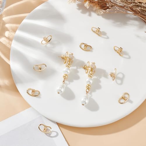 Beebeecraft 1 Box 12Pcs Earring Backs Replacement Real 18K Gold Plated Earrings Nuts Stoppers Butterfly Large Earring Support Lifter Backing Secure Ear Locking for Studs Droopy Ears Stretched Earlobes - Image 4