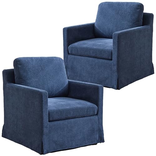 AZSJML Swivel Accent Chair Set of 2, 360 Degree Square Swivel Barrel Chair for Living...