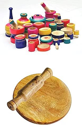 MAMU SHOP Kids Kitchen Wooden Set Cooking appliances Made in India / Choppu Jaman-Multicolour