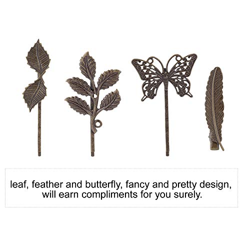 24 Pack Vintage Retro Boho Decorative Metal Hair Clips Barrettes Butterfly Flower Leaf Feather Duckbill Alligator Hairpins Bobby Pins Comb Wedding Bridal Accessories For Women #TOP2