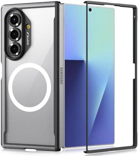 RAPTIC Shield Magnetic Clear Case for Samsung Galaxy Z Fold 7–Compatible with MagSafe, [13FT Mil-Grade Drop Protection], Anodized Shockproof Aluminum Frame Slim Case, Front Frame Made of Plastic