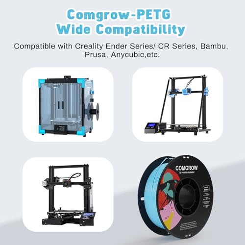 Image of Comgrow PETG 3D Printer Filament 1.75mm, High Precision and Tough 3D Printer Filament 1kg (2.2LBS), Dimensional Accuracy + /- 0.02 mm, Fit Most 3D Printers Light Blue