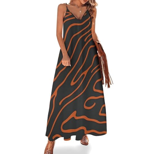 Robe longue à imprimé rayures zébrées femme grande taille col V pour l'été