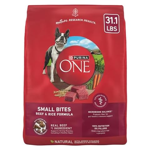 Purina ONE Small Bites Beef and Rice Formula Small High Protein Dry Dog Food Natural with Added Vitamins, Minerals and Nutrients - 31.1 lb. Bag Cover