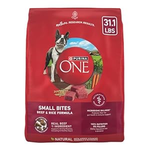 Purina ONE Small Bites Beef and Rice Formula Small High Protein Dry Dog Food Natural with Added Vitamins Minerals and Nutrients 311 lb Bag