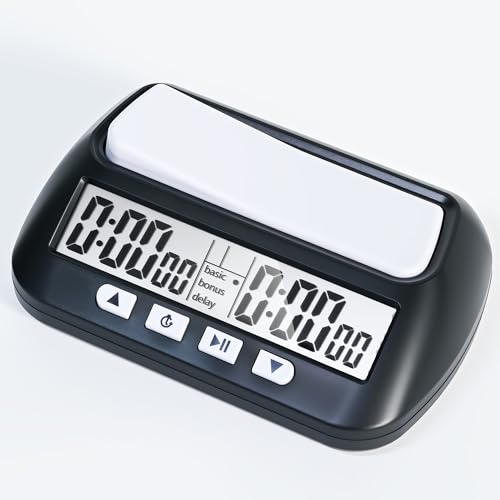 Multifunctional Digital Chess Clock - Professional Electronic Chess Timer for International Chess, Chinese Chess, Go Game, Gobang and Other Board Games - Portable Chess Accessories (Black)