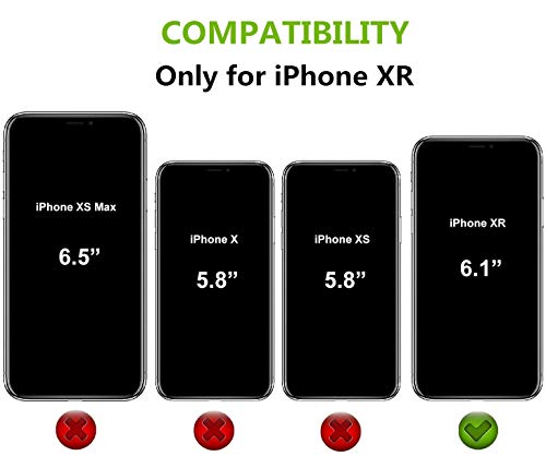 iCoverCase for iPhone XR Wallet Case, RFID Blocking Genuine Leather Magnetic Case with Wrist Strap and Card Slots Kickstand Feature Flip Cover for iPhone XR 6.1 Inch (Navy Blue)