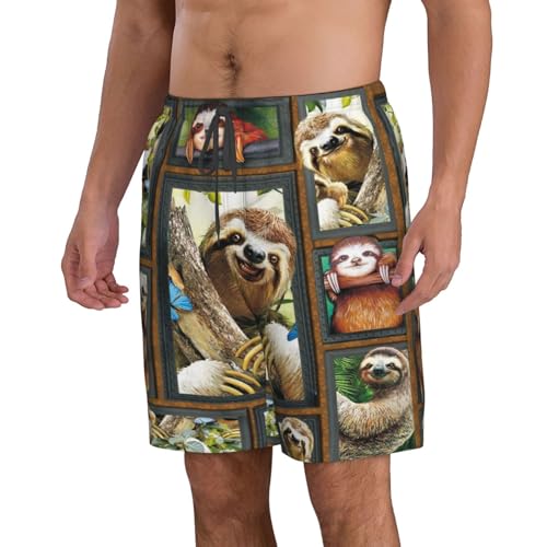 3D Sloth Mens Swim Trunks Quick Dry Casual Lightweight Drawstring Board Shorts with Pockets Cool Mesh Lining2