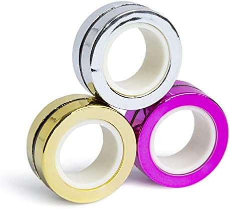 abeec Metallic Magnetic Ring Spinz - Magnetic Rings Fidget Toy in 3 Assorted Metallic Colours - Magnetic Toys Stress Relief for Anxiety  Hand Spinner Fidget Rings for Kids 8+