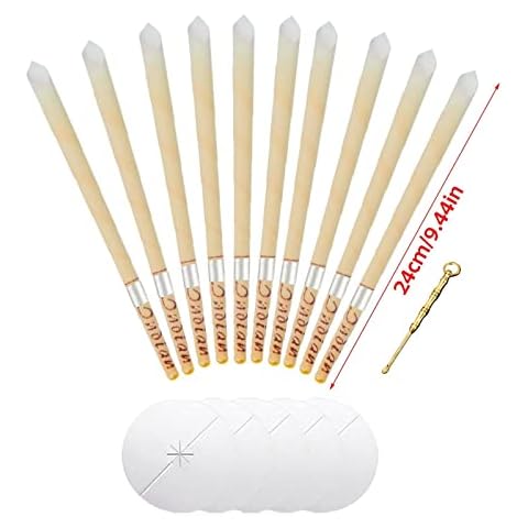 10PCS Ear Wax Candle, Ear Cones Candles, Ear Wax Removal Kit, Natural Non-Toxic Cylinders Fragrance Hollow Cone Candles with 5 Protective Disks Cover