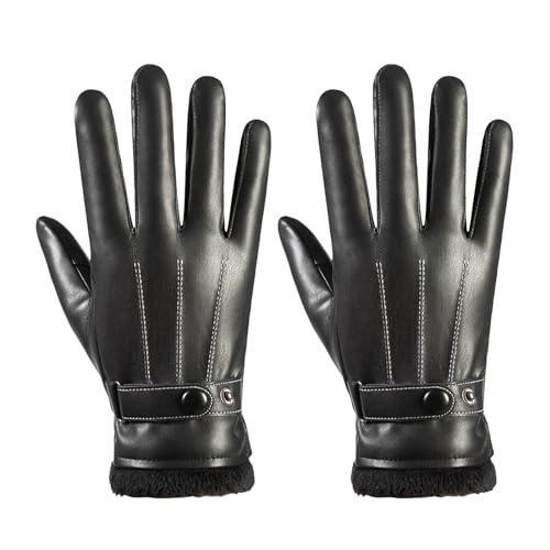 1998 - Guantes de invierno para hombre para conducir con pantalla táctil y forro de lana cálida, Negro, Taille unique