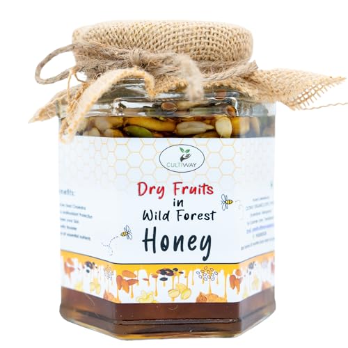 Cultiway Organics Wild Forest Honey [Pure, Natural, Raw and Original] & Nuts - Mixture of Seeds, Nuts & Dry Fruits - 250 Grams