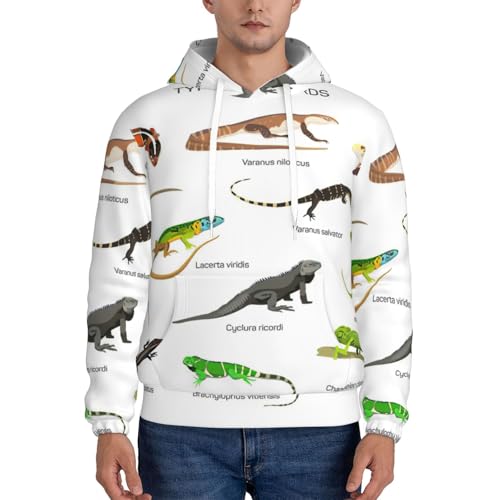 Pull à capuche homme imprimé lézard idéal pour le style décontracté