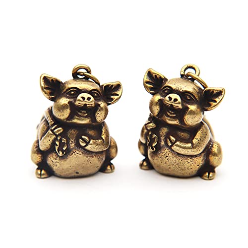 Ornement de statue en cuivre pur cochon chanceux en cadeau lot de 2