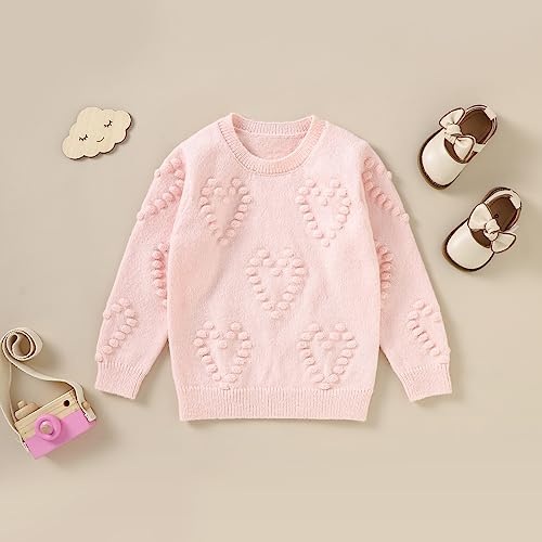 Ledy Champswiin Girl's Knitted Sweater Heart Pattern Warm Long Sleeve Pullovers Kids Autumn Winter Knitwear2