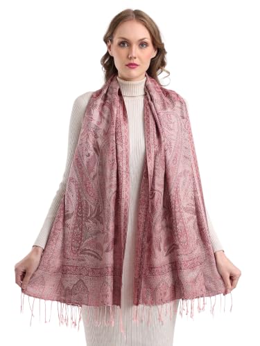 Image of KANI GOLD & JAMAWAR SILK SUPER SOFT FLORAL & PAISLEY PASHMINA STOLE SCARF