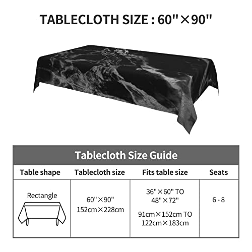 Rectangle Tablecloth Hipster-Silver-Black-Marble 60 X 90 Inch Washable Polyester Table Cloth Table Cover For Dining Table Camping #TOP1