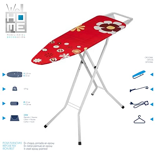 Planche à repasser flowerne rouge pour un soin du linge rapide dans le salon