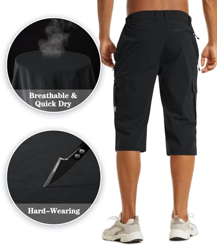 EKLENTSON Men's Workout Shorts Quick Dry Gym Hiking Shorts Zipper Pockets Lightweight Athletic 3/4 Capri Pants for Men3