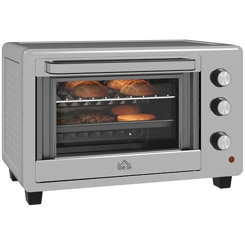 HOMCOM 30L Mini Oven, Countertop Electric Cooker, Silver