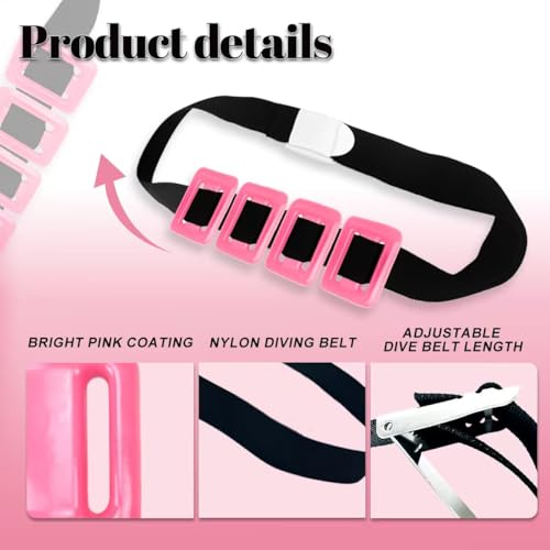 Sunmuliiiy 4Pcs 1.1lb Dive Weights Belt Pink Coated Diving Weight Block for Scuba Diving Coated Dive Weights Nylon Dive Belt with 1 Metal Quick Release Buckle for Free Diving Underwater Operations