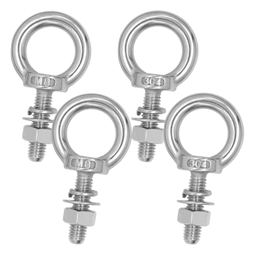 NVGFTG 4 Stück Ringschraube M8 × 30 mm Augenschraube Edelstahl 304 Ösenschraube für Rolle Des Befestigens und Hängens Ringbolzen mit Muttern und Unterlegscheiben