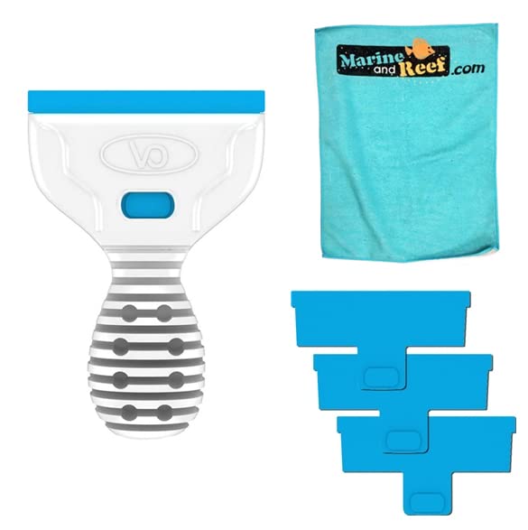 Inland Seas Continuum Aquatics AquaBlade-P Scraper, Short, Acrylic, Replacement Blade 3-Pack, & Towel Bundle (3 Items)
